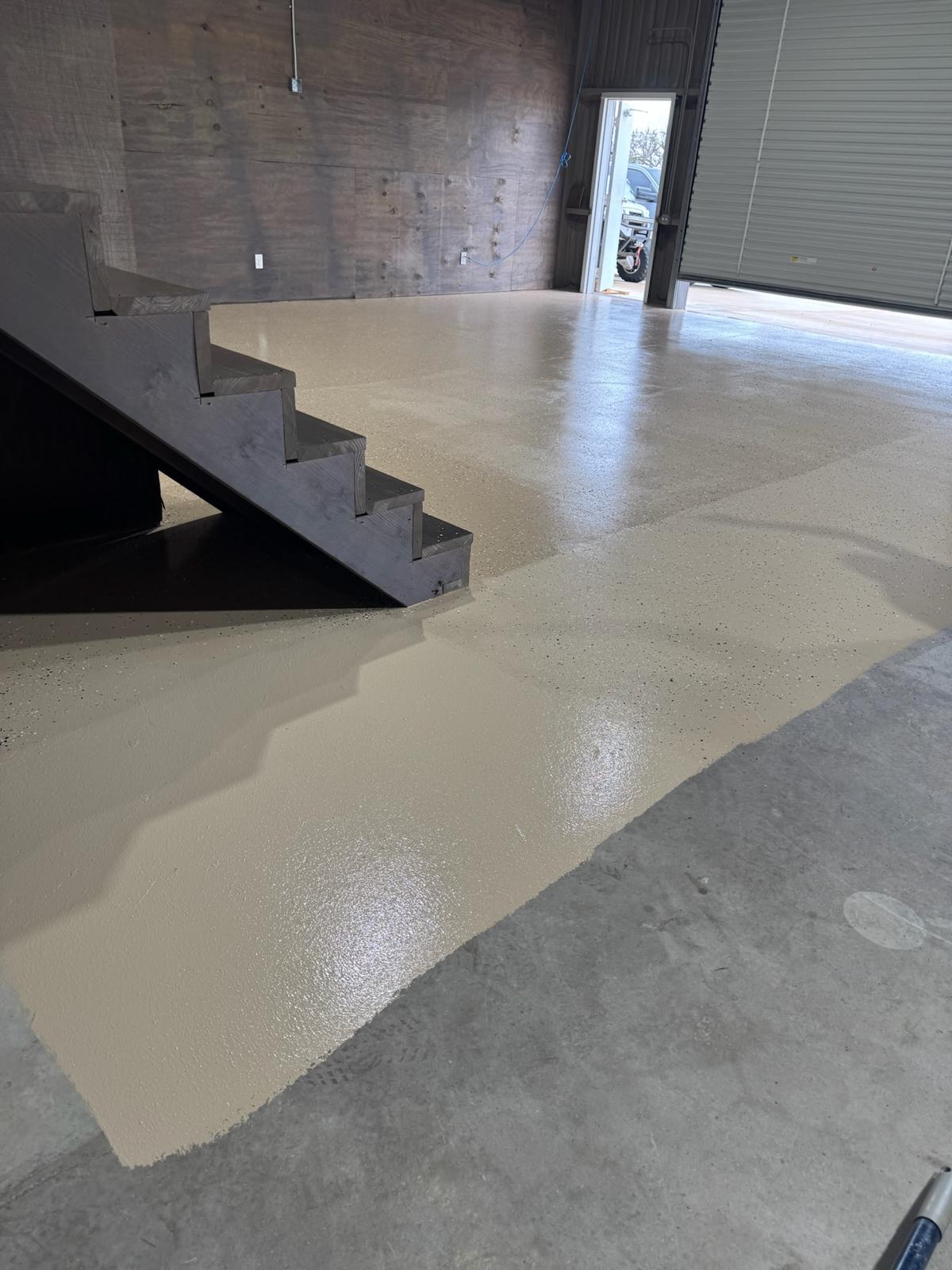 Shiny new epoxy garage floor