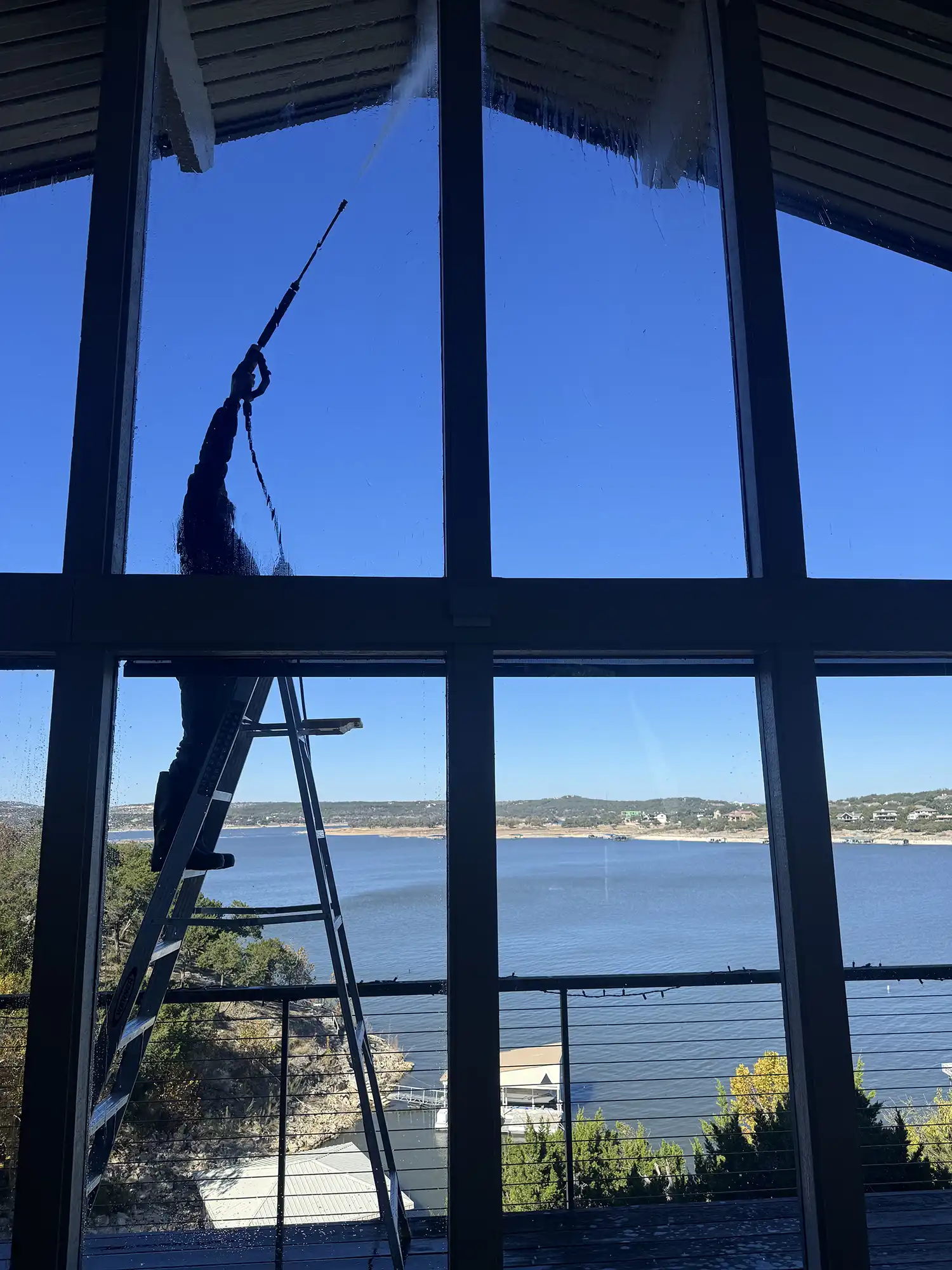 Pressure washing windows